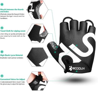 Рукавички для велосипеда чоловічі/жіночі літні - рукавички напівпальці для катання на велосипеді, гірському велосипеді, шосе, даунхілі, для активного відпочинку, чорні, розмір M