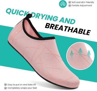 Чоботи для плавання чоловічі та жіночі: легкі, швидковисихаючі, антиковзкі аквашузи для пляжу, басейну, серфінгу (42 EU, 857 Рожевий)