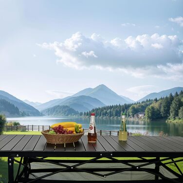 Розкладний туристичний стіл Poeopore для кемпінгу, 140x70x70 см, чорний, на 4-6 осіб