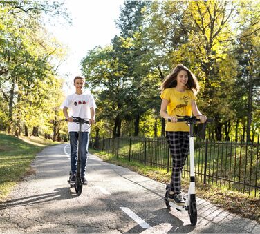 Дитячий та дорослий електричний самокат-трюк з подвійною амортизацією, складний, 200 мм колеса, білий