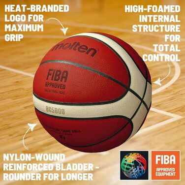 Баскетбольний м’яч Molten BG5000, натуральна шкіра, FIBA, розмір 6/7
