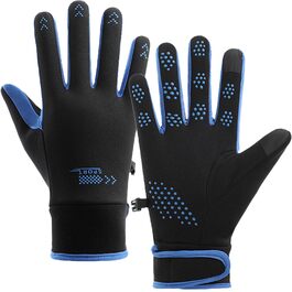 Рукавички сенсорні чоловічі жіночі спортивні термо рукавички для зими, антиковзаючі, для активного відпочинку, бігу, їзди на велосипеді, походів (чорний, синій)