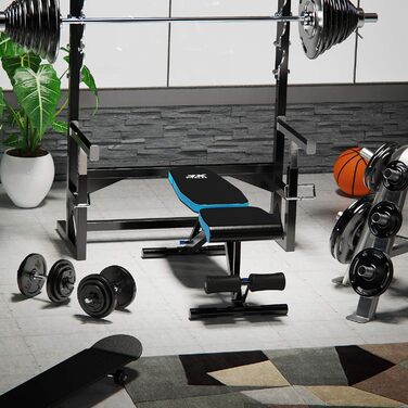 JX FITNESS Регульована універсальна лавка для жиму та тренувань, 90 градусів, багатофункціональна фітнес-лавка для вправ на прес, біцепс, спину, з підставкою для ніг, чорна