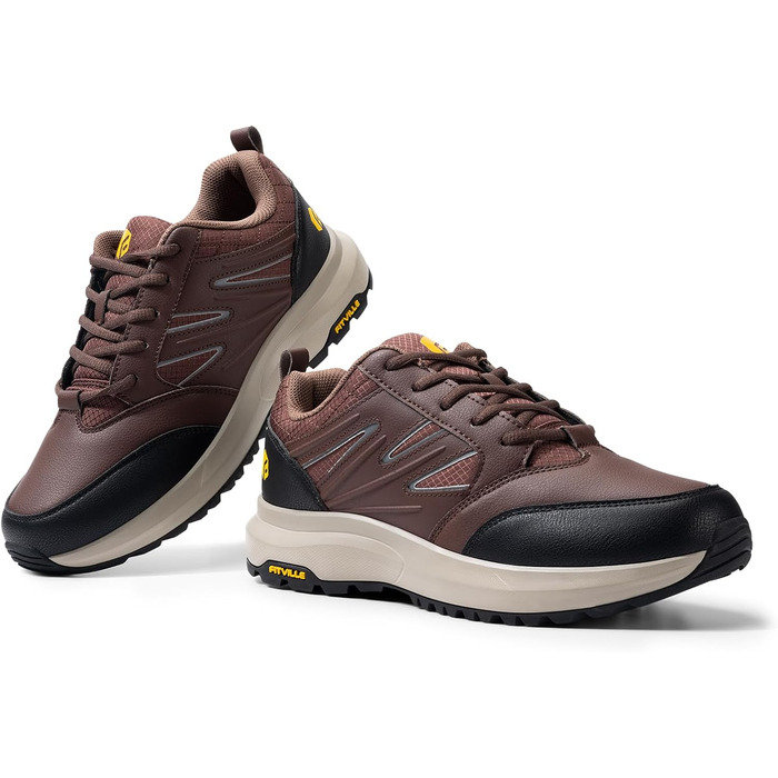 Черевики для хайкінгу FitVille для чоловіків, широкі, водонепроникні, трекінгові, антиковзаючі, для будь-якої погоди, з підтримкою склепіння стопи, розмір 39.5-50, колір коричневий