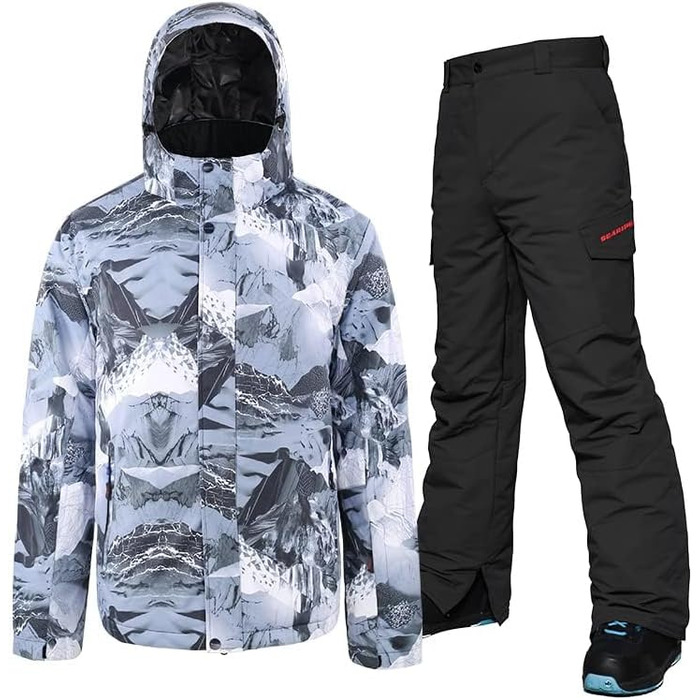 Чоловічий зимовий комбінезон для сноубордингу та катання на лижах. Водонепроникний, вітронепроникний, для туризму та альпінізму. Розмір S, колір чорний