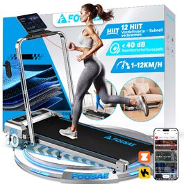 Складана бігова доріжка для дому 5 в 1 Walking Pad, 2.75 к.с., швидкість до 12 км/год, нахил 9%, LED-дисплей, керування через додаток та пульт, до 160 кг, сріблясто-блакитна