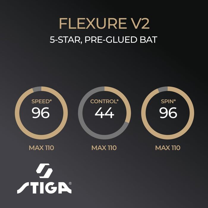 Набір для настільного тенісу STIGA Flexure V2: 5-зіркове дерево, ITTF, STAR5, ергономічна ручка, для атакуючих гравців