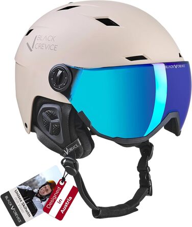 Чорний гірськолижний шолом BLACK CREVICE Kirchberg з візором та вентиляційними отворами - дихаючий шолом для чоловіків та жінок, колір simply taupe 2, розмір L (58-61 см)