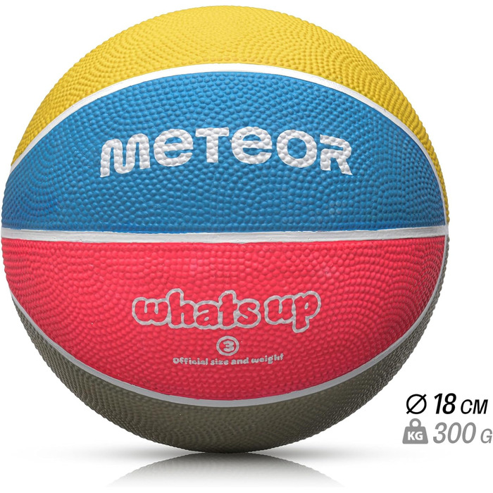 Дитячий баскетбольний м'яч Meteor Whats UP №3, м'який, для дітей 4-8 років, пастельний, для тренувань