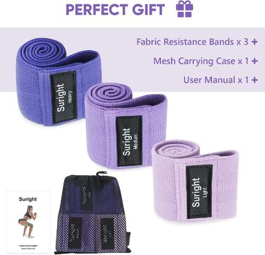 Стрічки для фітнесу Widerstandsbänder [3 шт.] для сідниць та стегон, антиковзкі фітнес-гумки для жінок/чоловіків, силові тренування, йога, пілатес, фітнес (світло-фіолетовий, фіолетовий, темно-фіолетовий)
