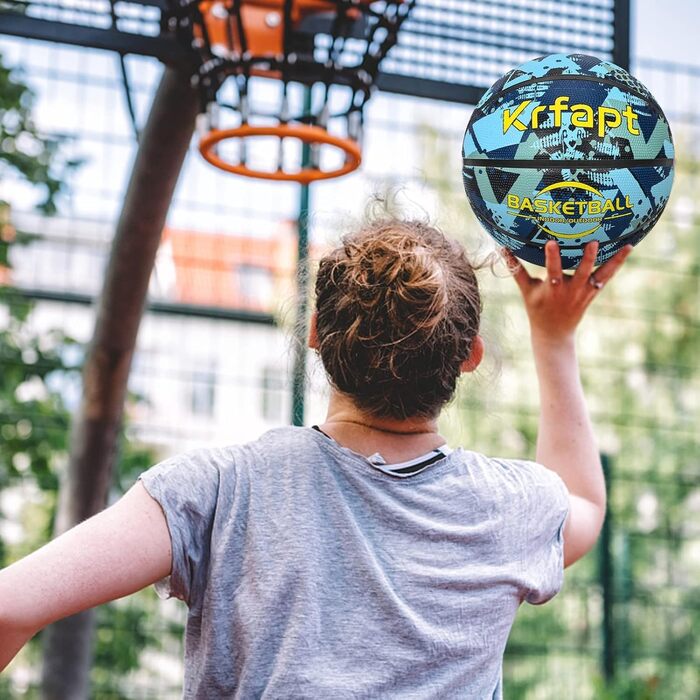 Баскетбольний м'яч Krfapt для дітей розміру 5 та 3 - м'який міні-м'яч з неслизькою поверхнею, ідеальний для школи та тренувань (на вулиці/в приміщенні) 3 шт. блакитного кольору