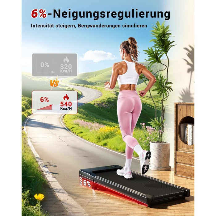 Бігова доріжка Superun Walking Pad з ухилом 6%, для дому, з додатком, до 136 кг, чорна. Швидкість до 12 км/год