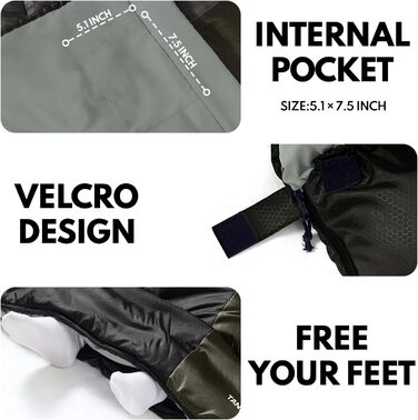 Спальний мішок XXL для дорослих, тепла погода, для кемпінгу, зими, походів, полювання, подорожей (2,4 кг, армійний зелений)