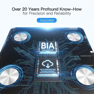 Цифрова ваги-аналітик Vitafit для вимірювання жиру, BMI та м'язової маси, з Bluetooth, до 180 кг, чорна, з додатком, професійна якість