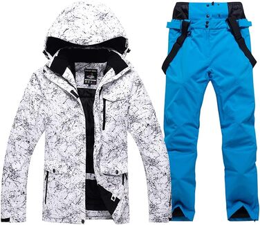 Куртка для чоловіків Kijacke, висока вітро- та водовідштовхувальна технологія, снігова куртка, колір: чорний (XL, Синій)