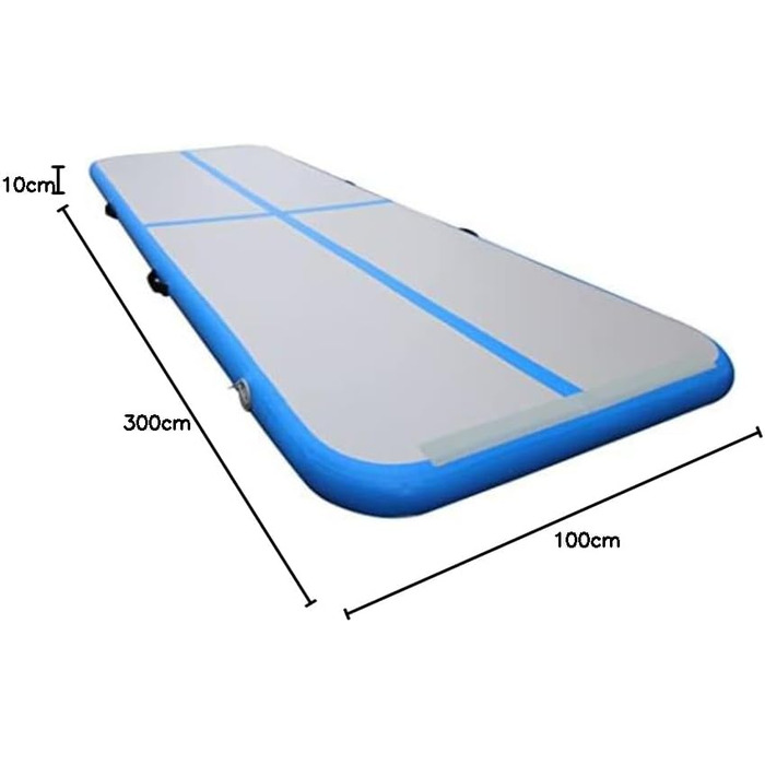 Гімнастичний надувний мат Air Track (300 x 100 x 10 см) блакитно-сірий, з електричною помпою
