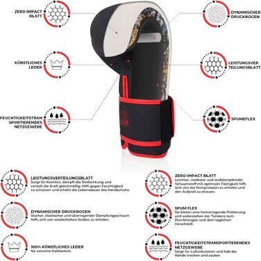 Набір для боксу AQF: боксерські рукавички 10oz та вигнуті лапи для відбивання ударів, штучна шкіра, багатошаровий наповнювач, для кікбоксингу та єдиноборств, червоний