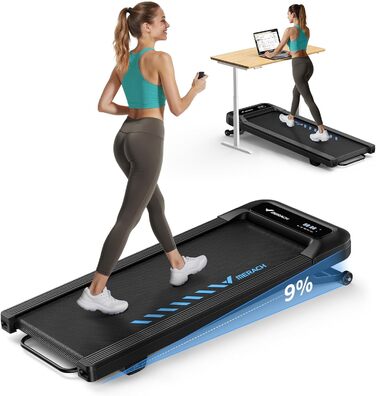 MERACH Walking Pad - біговий килимок для дому та офісу, автоматична нахил 9%, швидкість 1-6 км/год, потужність 2.5PS, підходить для ваги до 120 кг, керування через додаток та пульт, чорний
