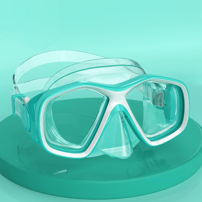 Дитяча маска для снорклінгу COOLOO з тканиною, дитячі окуляри для плавання з насадкою на ніс для хлопчиків і дівчаток-підлітків, 【Патентовано】Маска для снорклінгу 180° Панорама HD, проти запотівання, проти протікання для дітей 4-16 років (4 моделі 2/ Зеле
