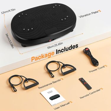 Віброплатформа для фітнесу з Bluetooth та пультом дистанційного керування, для лімфодренажу та схуднення