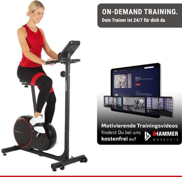 Велотренажер HAMMER Cardio 4.0 з низьким опором, безшумний, з регулюванням комп’ютера, широким і низьким входом, тримачем для планшета