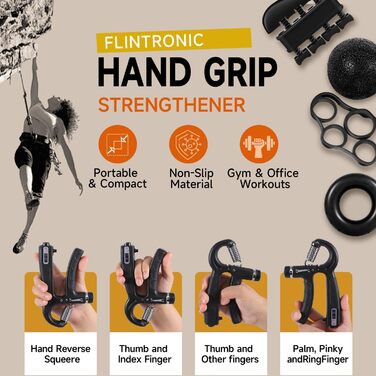 Flintronic Набір для тренування рук: підсилювач передпліч з лічильником, 5-60 кг, 2 шт., для фітнесу, скелелазіння, реабілітації