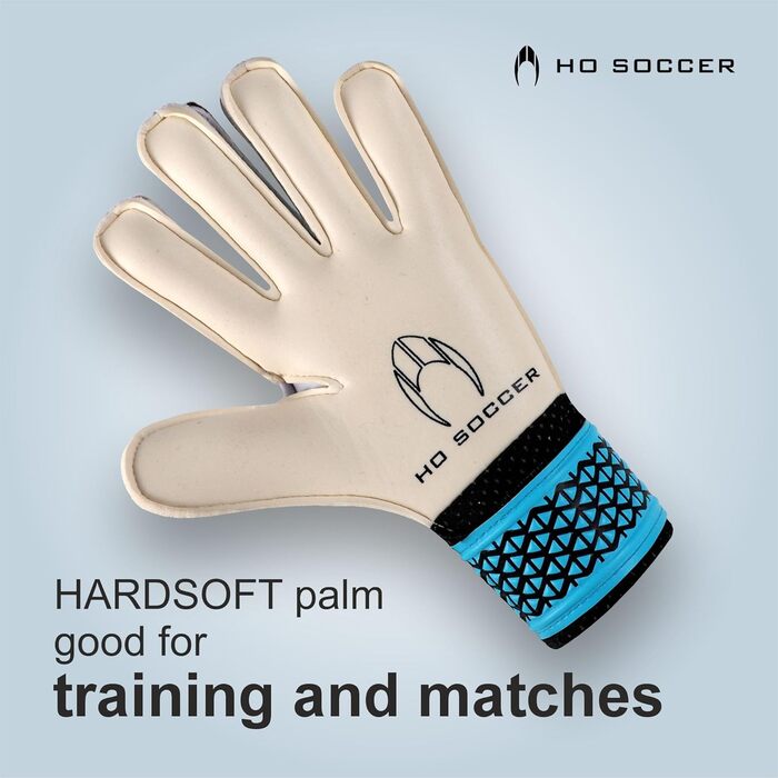 Воротарські рукавички HO Soccer Trainer Arena Blue, унісекс, дитячі, блакитно-чорні, розмір 6