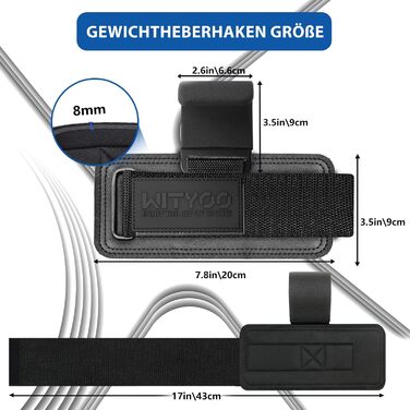 Навантажувальні петлі для важкої атлетики Zughilfen, фітнесу та пауерліфтингу, чорні. Підходять для чоловіків та жінок, для силового тренування, кросфіту та важкої атлетики.