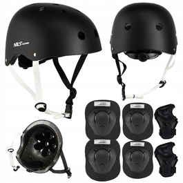 Дитячий велосипедний шолом з регулюванням та набір захисту для скейту, розмір S