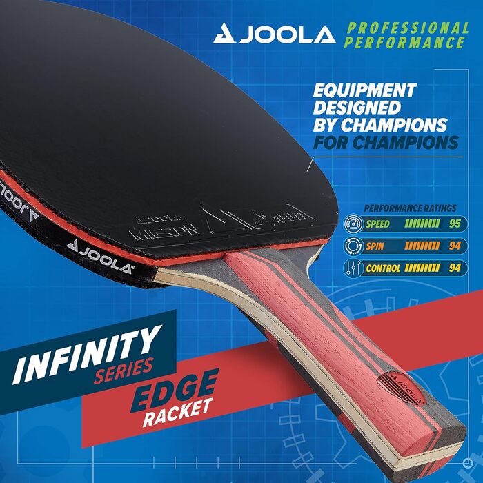JOOLA Infinity Edge – професійна тенісна ракетка з Pro Carbon, чорна гума, для турнірів і тренувань, для просунутих гравців