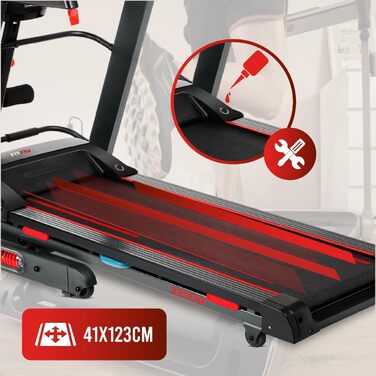 Біговий тренажер FITFIU Fitness MC-500 зі складною конструкцією, автоматичним нахилом, 18 км/год, пульсометром, Bluetooth та підключенням до додатків (Kinomap, Spax, Zwift), площа бігового полотна 41x123 см, максимальне навантаження 120 кг