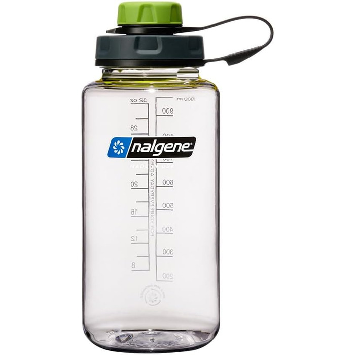 Пляшка Nalgene Everyday Weithals 1 л, прозора, зелена кришка