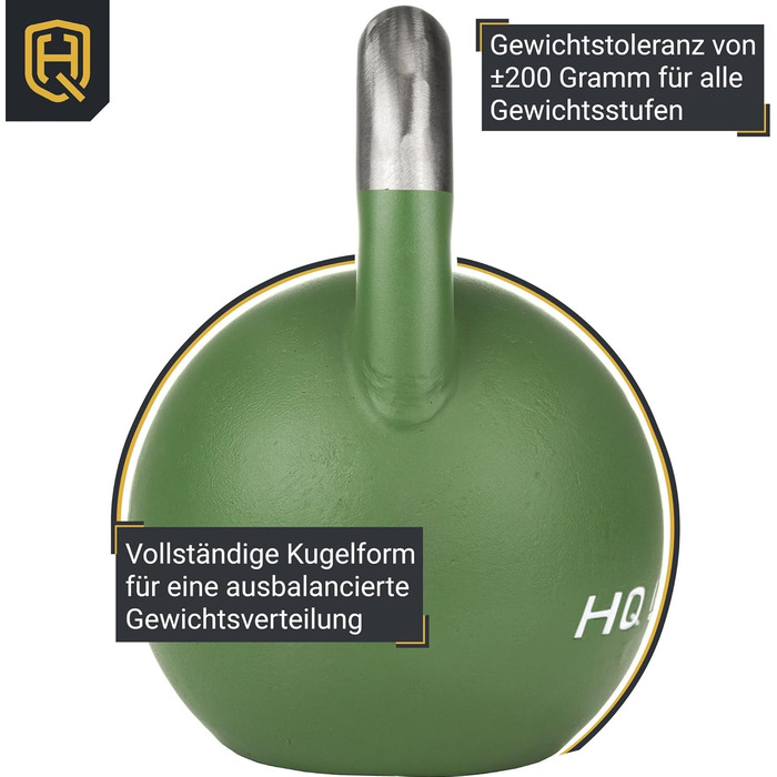 Професійна гиря HQ Germany 24 кг, сталева ручка, ±200 г, порошкове покриття