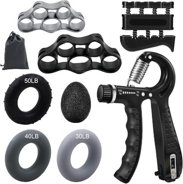 Тренування рук та пальців: набір 8шт, регульований тренажер для хвата, 10-100 кг, для терапії та зняття стресу
