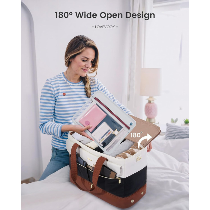 Сумка-мішок LOVEVOOK Weekender 45L для подорожей, спорт, клініки, пологового будинку. З відділенням для взуття та мокрих речей. Чорний+бежевий+коричневий.