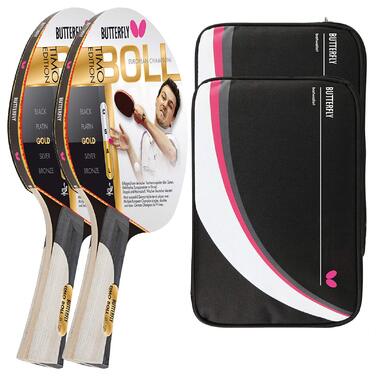 Ракетка для настільного тенісу Butterfly Gold 85020: професійна ракетка для хобі та тренувань, сертифікована ITTF, з накладками Pan Asia, комплект з 2 чохлів DC2 та додатковою ракеткою