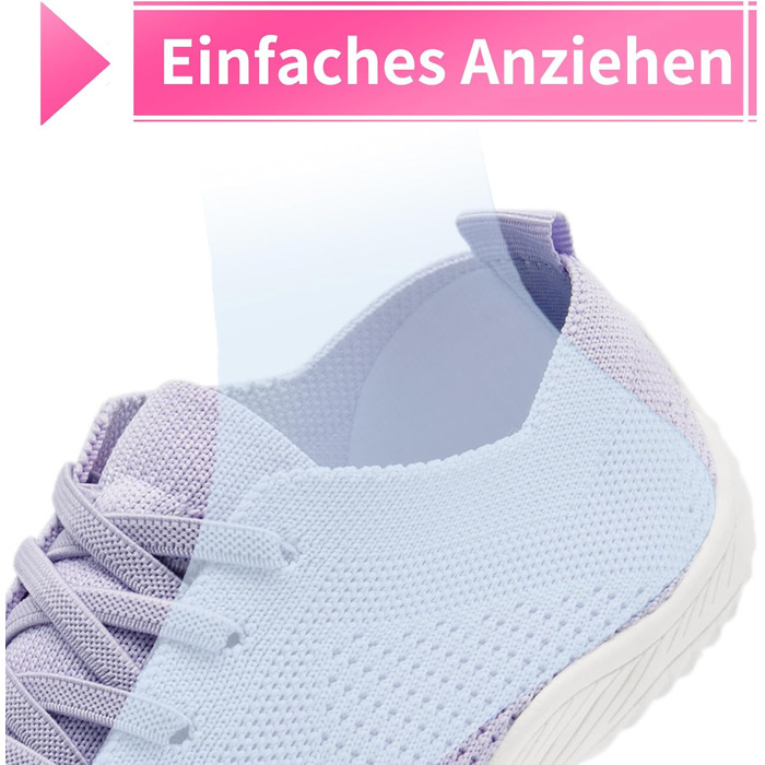 Жіночі кросівки Barfuss - легкі дихаючі сліпони для дому та занять спортом (42 EU, світло-фіолетовий)