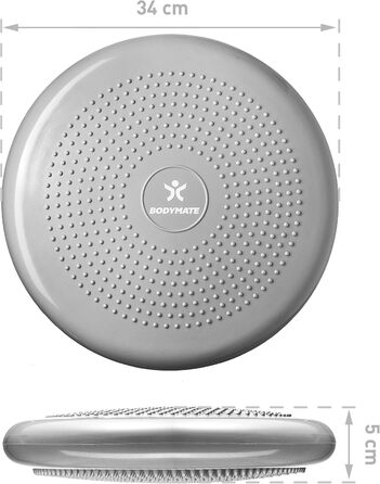 Крісло-подушка BODYMATE для балансу та тренувань, 34 см, срільно-сірий колір