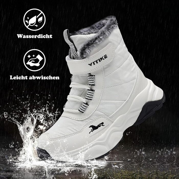 Дитячі зимові черевики JMFCHI для хлопчиків та дівчаток: трекінгові, на шнурівці, з теплим підкладком, неслизька підошва, бавовняні черевики (33 EU, білий)