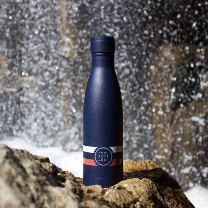 Термос-пляшка Cool Bottles 500 мл, нержавіюча сталь, темно-синя, 3D-друк, зберігає холод 36 годин, тепло 18 годин, BPA Free