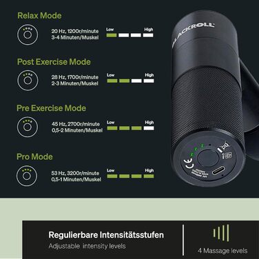 BLACKROLL Фасціальний масажер-гайка Mini, USB-C, 4 насадки, 4 режими, для м'язів і фасцій, знеболення і релаксація