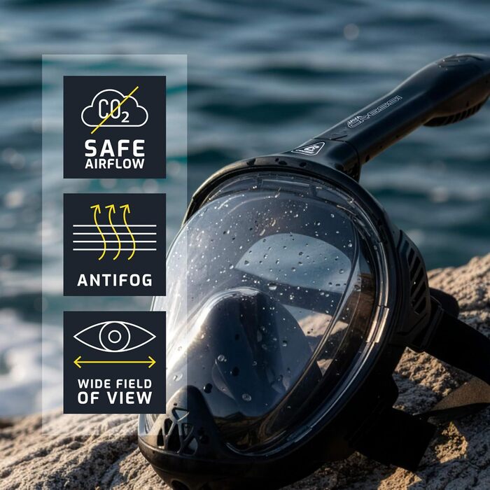 Маска для снорклінгу CRESSI Java Full Face – повна маска, антизапітніння, силікон, сухий снорк, білий/чорний, L-XL