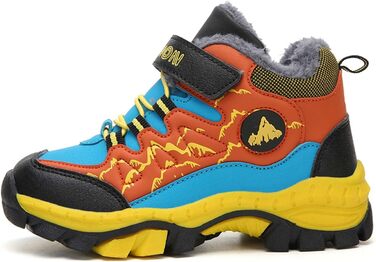 Дитячі зимові черевики Meidiastra для ходьби та трекінгу: теплі, водонепроникні, з неслизькою підошвою та застібкою-липучкою (30-40 EU), зелені та помаранчеві кольори