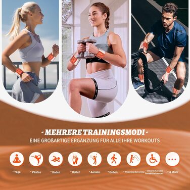 Набір обтяжувачів для ніг та рук BECOJADDE (0.45 кг / 0.9 кг) - для фітнесу, йоги, пілатесу, ходьби, тренувань. Оранжевий колір.