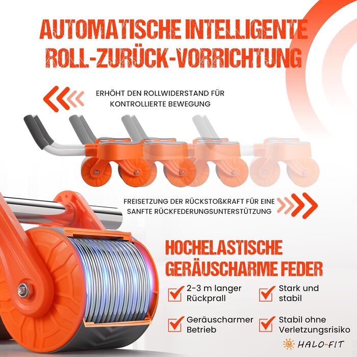 Ролер для пресу HALOFIT - ергономічний тренажер для всього тіла | Ролик для пресу з пружиною | Колесо для пресу | Ролер для пресу HALOFIT | Тренажер для кора