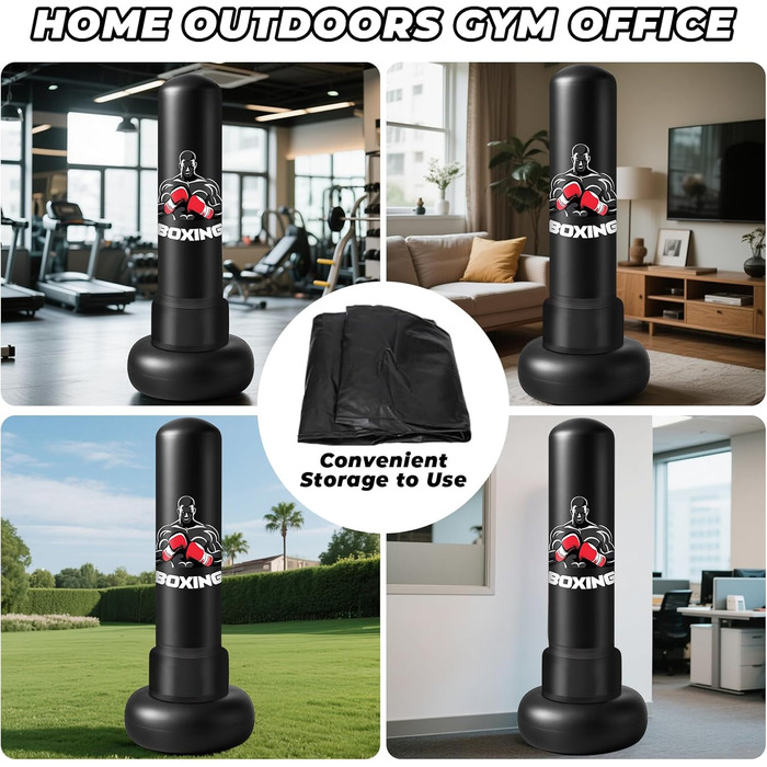 Важкий боксерський мішок для дорослих 180 см з рукавичками та насосом, наповнений повітрям, для боксу, кікбоксингу, таеквондо, подарунок