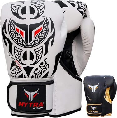 Боксерські рукавички Mytra Fusion 10oz-16oz для MMA, Муай Тай, кікбоксингу, тренувань та спарингів, чоловічі та жіночі, чорні/білі