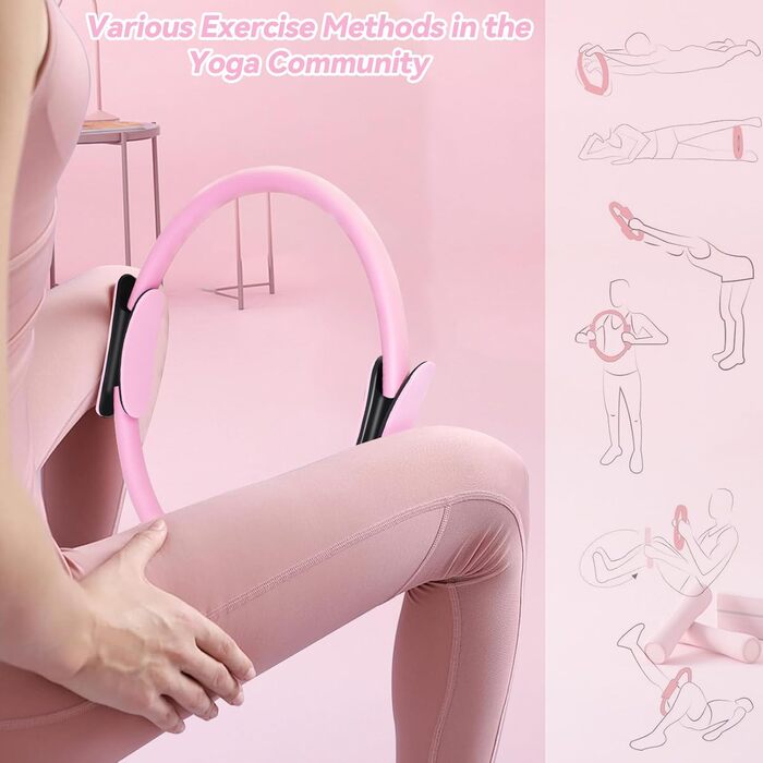 Комплект для пілатесу: кільце та 13 м'ячів з неслизькими ручками | Аксесуари для пілатесу для тренувань всього тіла вдома | Включає еластичну стрічку для пілатесу та формування тіла