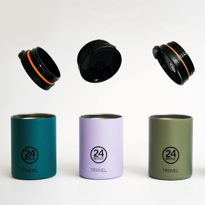 Термокружка 24BOTTLES Travel Tumbler 350 мл, термос для кави та чаю, нержавіюча сталь, герметична кришка, зберігає тепло 6 годин/холод 24 години, екологічна пляшка Atlantic Bay