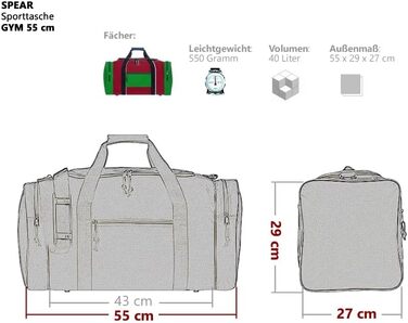 Велика спортивна сумка Spear 55 см 40 л з зовнішніми кишенями та плечовим ременем для чоловіків і жінок, для спортзалу, фітнесу, сауни + пляшка для води (камуфляж сірий)